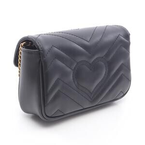 Gucci Black GG Leather Bag Marmont Shoulder Super